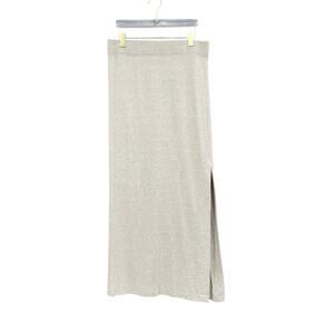 Splendid Soft Knit Thick Elastic Waist Tan Flowy Skirt With Slit